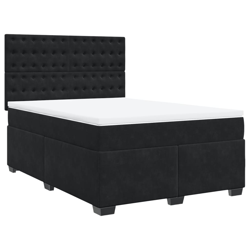 Κρεβάτι Boxspring με Στρώμα Μαύρο 160x200 εκ. Βελούδινο - Pakobazaar