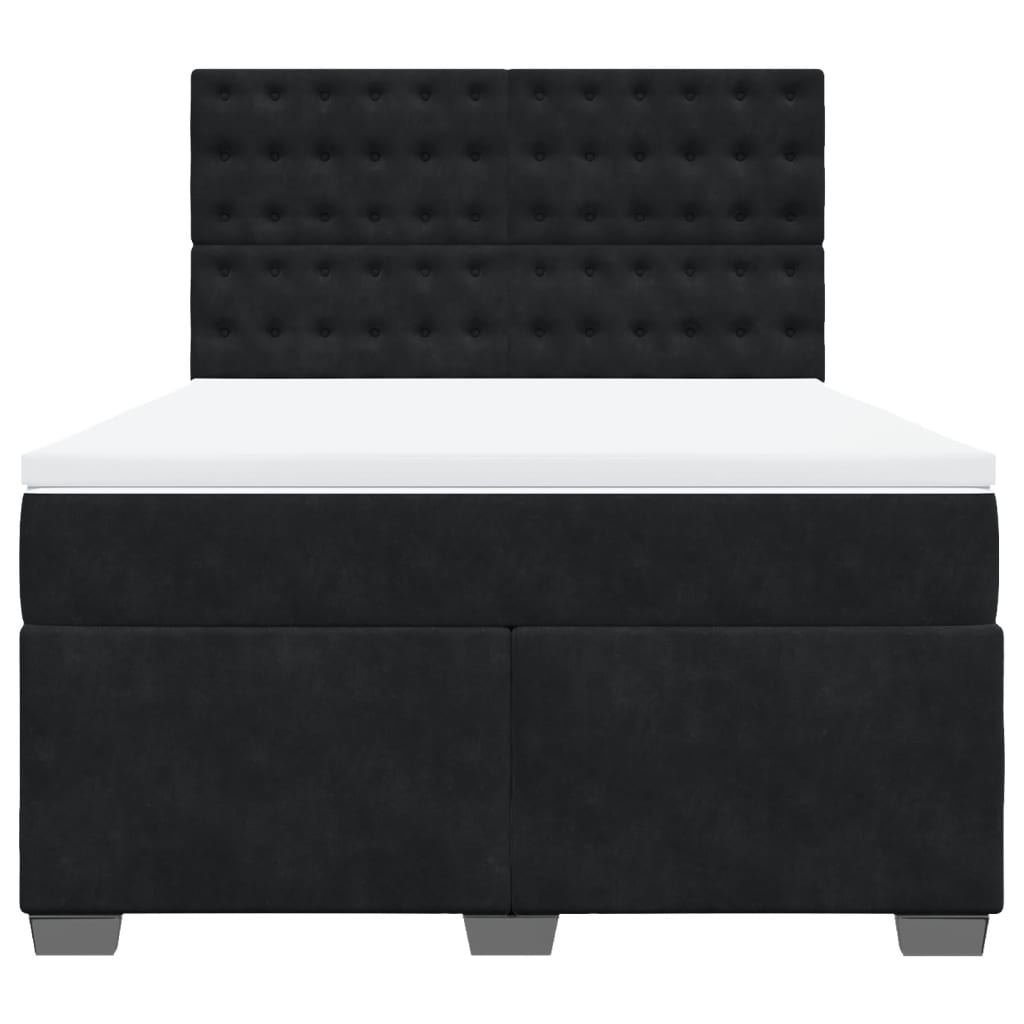 Κρεβάτι Boxspring με Στρώμα Μαύρο 160x200 εκ. Βελούδινο - Pakobazaar