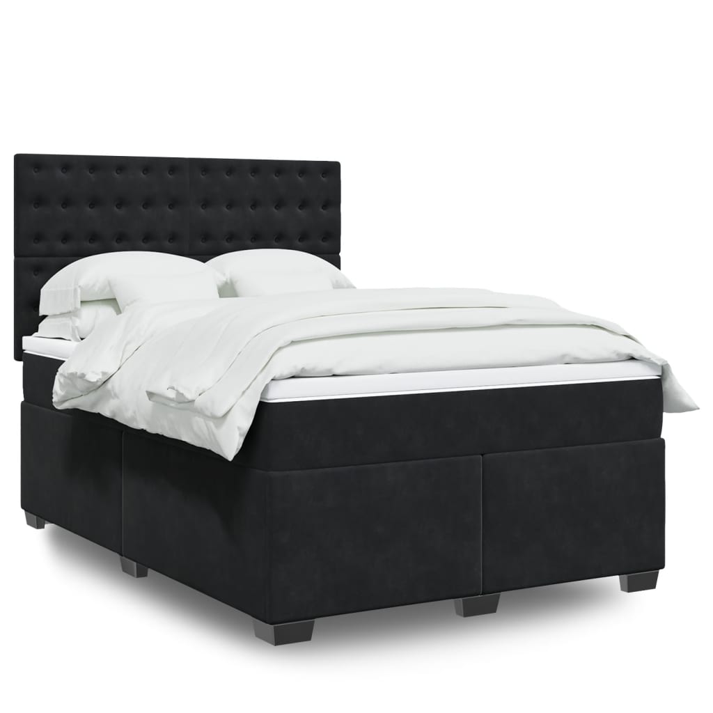 Κρεβάτι Boxspring με Στρώμα Μαύρο 160x200 εκ. Βελούδινο - Pakobazaar