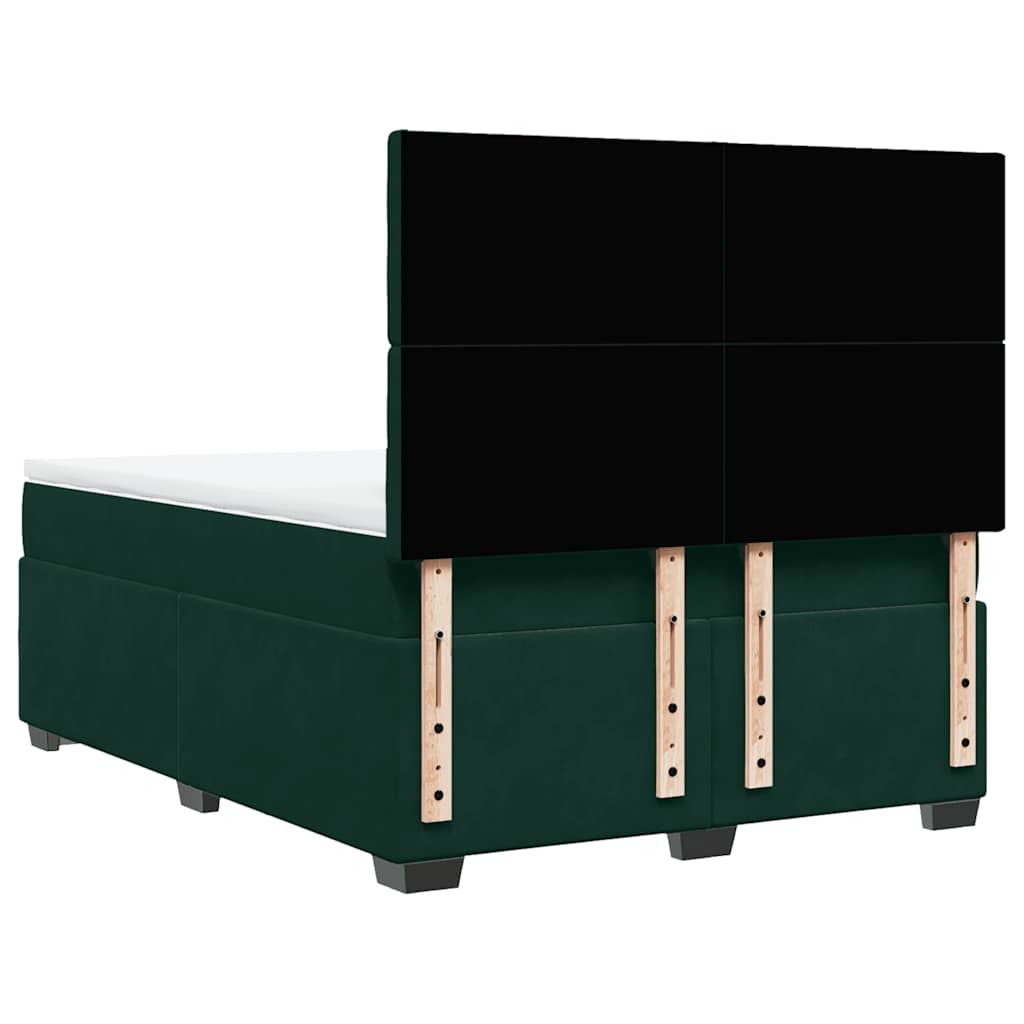 Κρεβάτι Boxspring με Στρώμα Σκούρο Πράσινο 160x200εκ. Βελούδινο - Pakobazaar