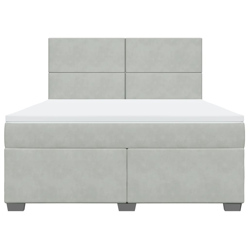 Κρεβάτι Boxspring με Στρώμα Ανοιχτό Γκρι 180x200 εκ. Βελούδινο - Pakobazaar