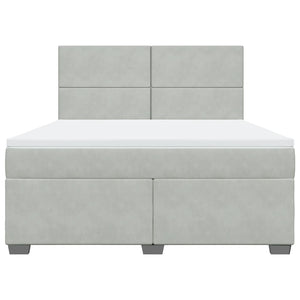 Κρεβάτι Boxspring με Στρώμα Ανοιχτό Γκρι 180x200 εκ. Βελούδινο - Pakobazaar