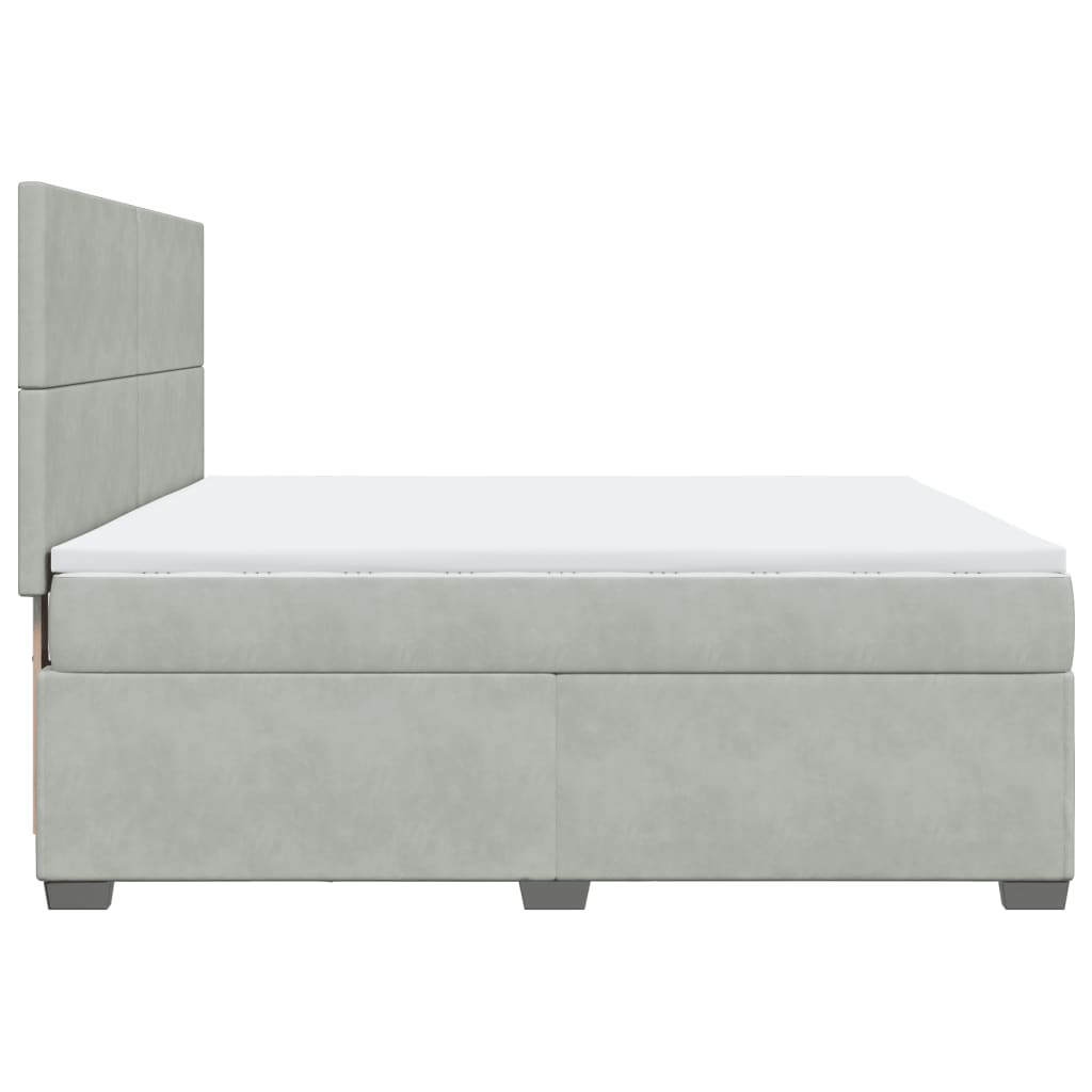 Κρεβάτι Boxspring με Στρώμα Ανοιχτό Γκρι 180x200 εκ. Βελούδινο - Pakobazaar