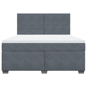 Κρεβάτι Boxspring με Στρώμα Σκούρο Γκρι 180x200 εκ. Βελούδινο - Pakobazaar