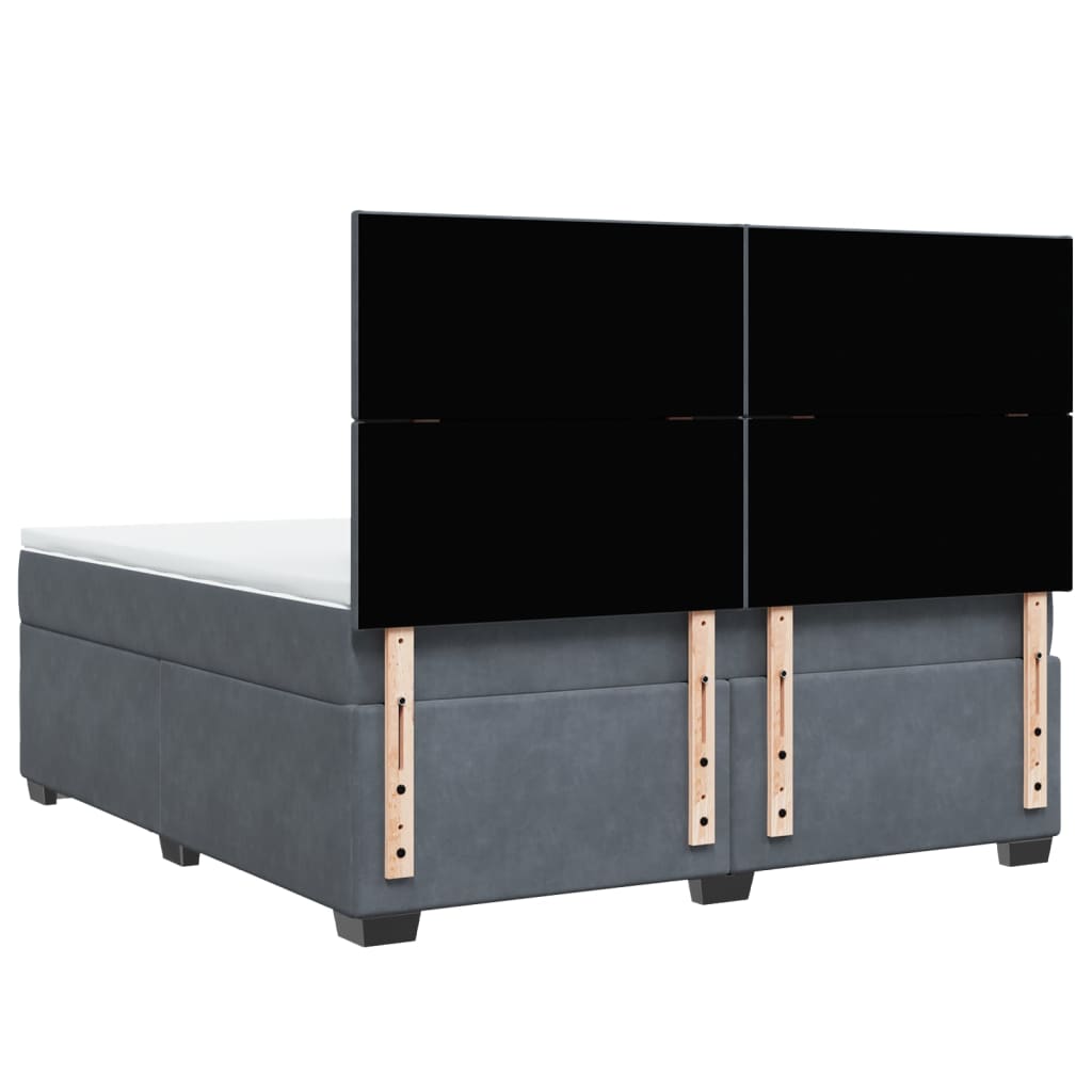 Κρεβάτι Boxspring με Στρώμα Σκούρο Γκρι 180x200 εκ. Βελούδινο - Pakobazaar