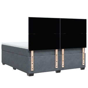 Κρεβάτι Boxspring με Στρώμα Σκούρο Γκρι 180x200 εκ. Βελούδινο - Pakobazaar