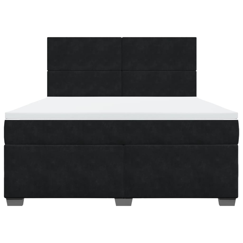 Κρεβάτι Boxspring με Στρώμα Μαύρο 180x200 εκ. Βελούδινο - Pakobazaar