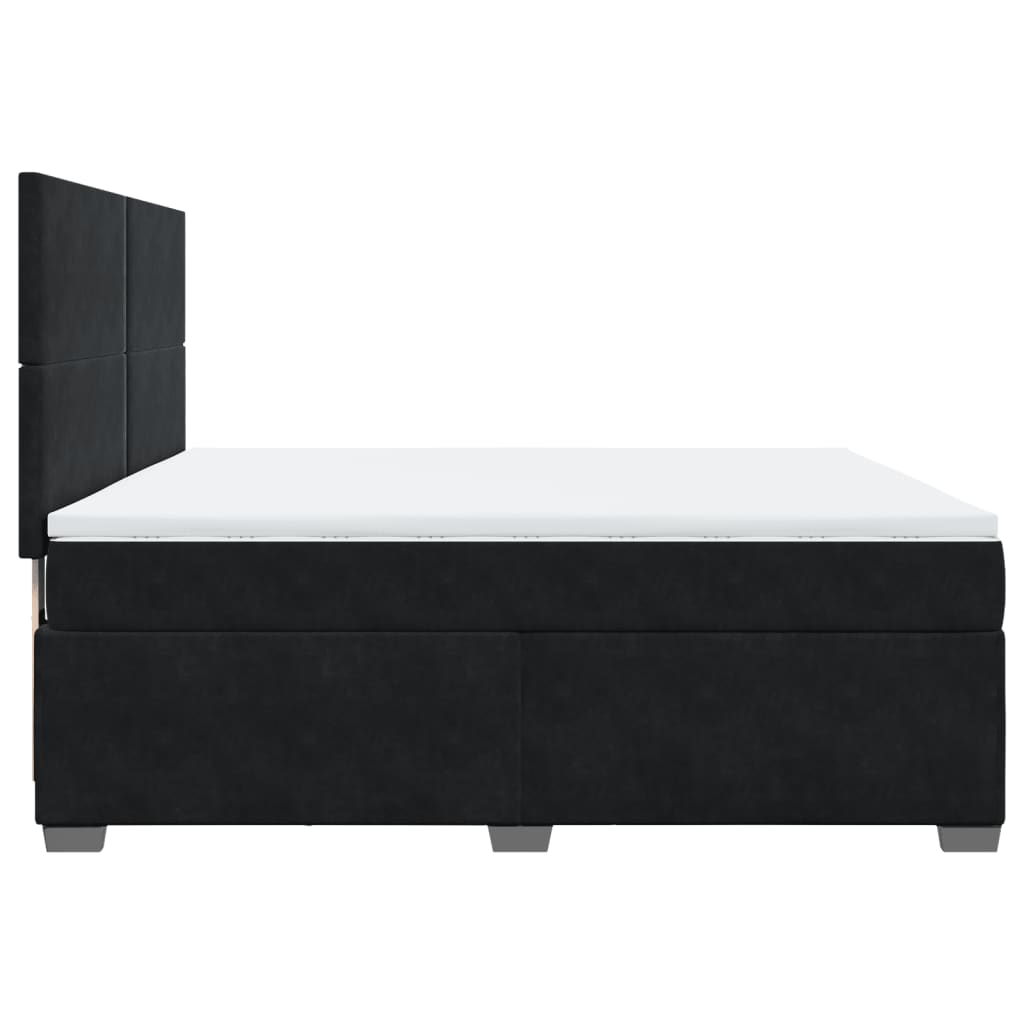 Κρεβάτι Boxspring με Στρώμα Μαύρο 180x200 εκ. Βελούδινο - Pakobazaar