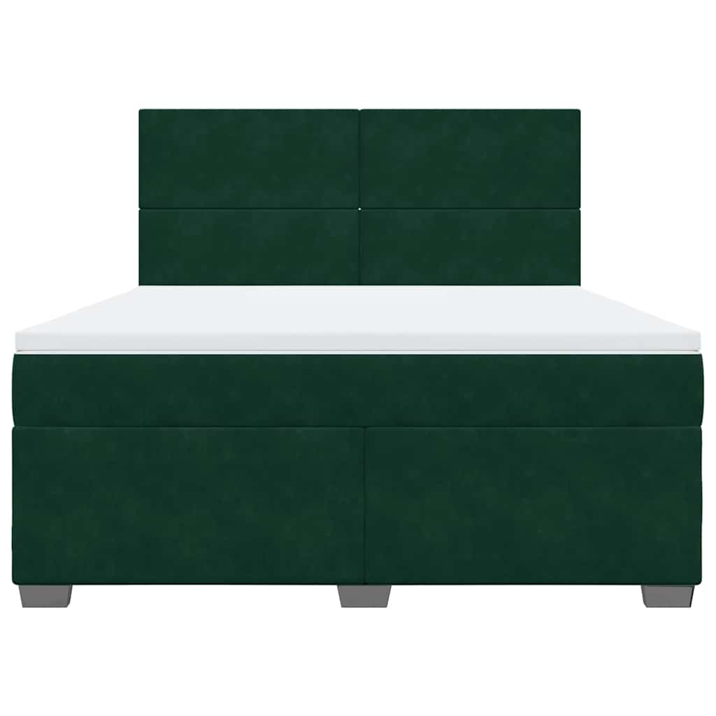 Κρεβάτι Boxspring με Στρώμα Σκούρο Πράσινο 180x200εκ. Βελούδινο