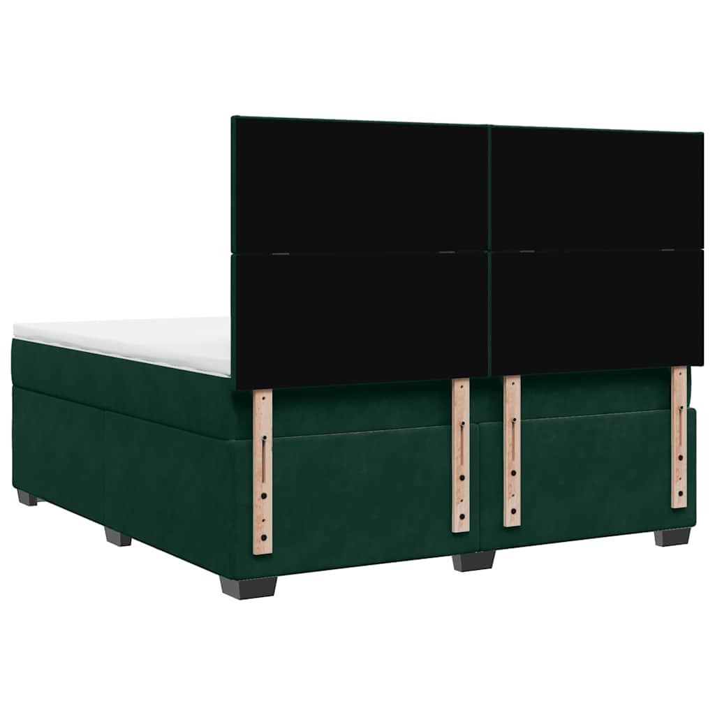 Κρεβάτι Boxspring με Στρώμα Σκούρο Πράσινο 180x200εκ. Βελούδινο