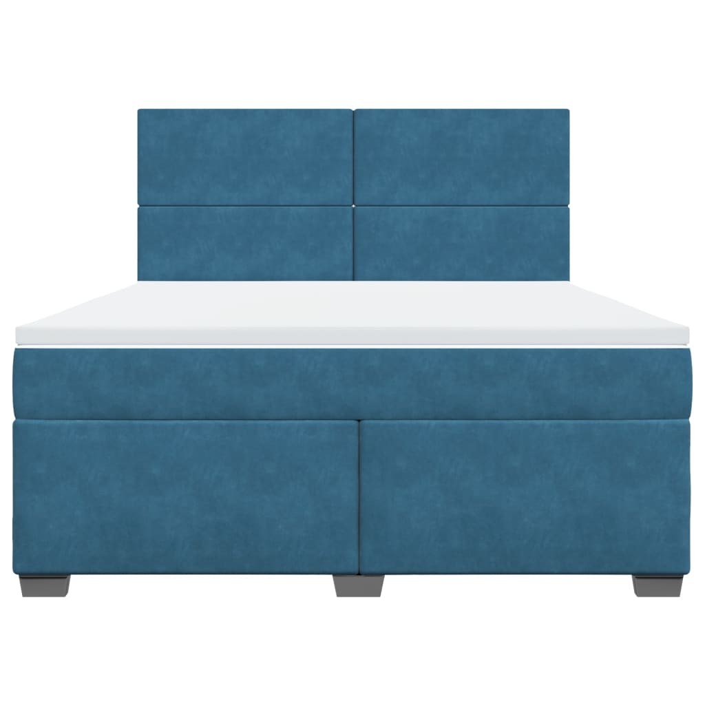 Κρεβάτι Boxspring με Στρώμα Μπλε 180x200 εκ. Βελούδινο - Pakobazaar