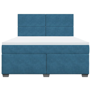 Κρεβάτι Boxspring με Στρώμα Μπλε 180x200 εκ. Βελούδινο - Pakobazaar