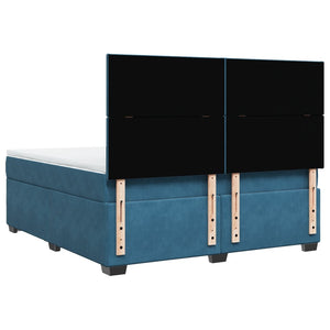 Κρεβάτι Boxspring με Στρώμα Μπλε 180x200 εκ. Βελούδινο - Pakobazaar