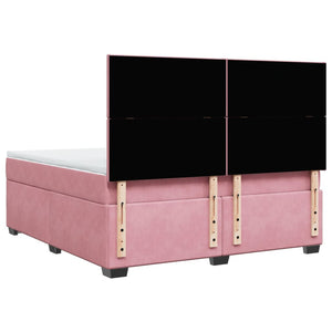 Κρεβάτι Boxspring με Στρώμα Ροζ 180x200 εκ. Βελούδινο