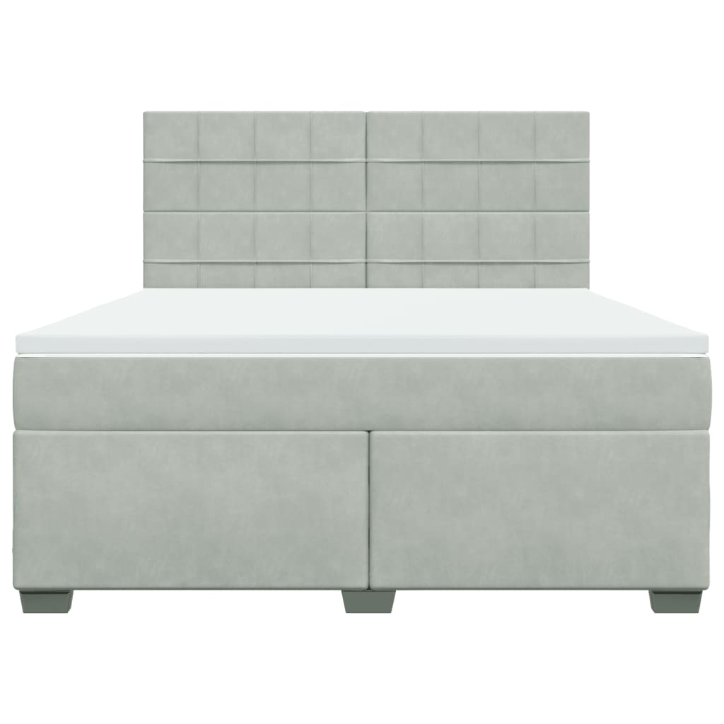 Κρεβάτι Boxspring με Στρώμα Ανοιχτό Γκρι 180x200 εκ. Βελούδινο - Pakobazaar