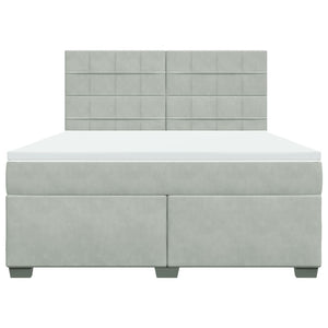 Κρεβάτι Boxspring με Στρώμα Ανοιχτό Γκρι 180x200 εκ. Βελούδινο - Pakobazaar