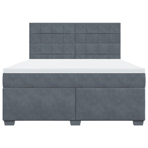 Κρεβάτι Boxspring με Στρώμα Σκούρο Γκρι 180x200 εκ. Βελούδινο - Pakobazaar