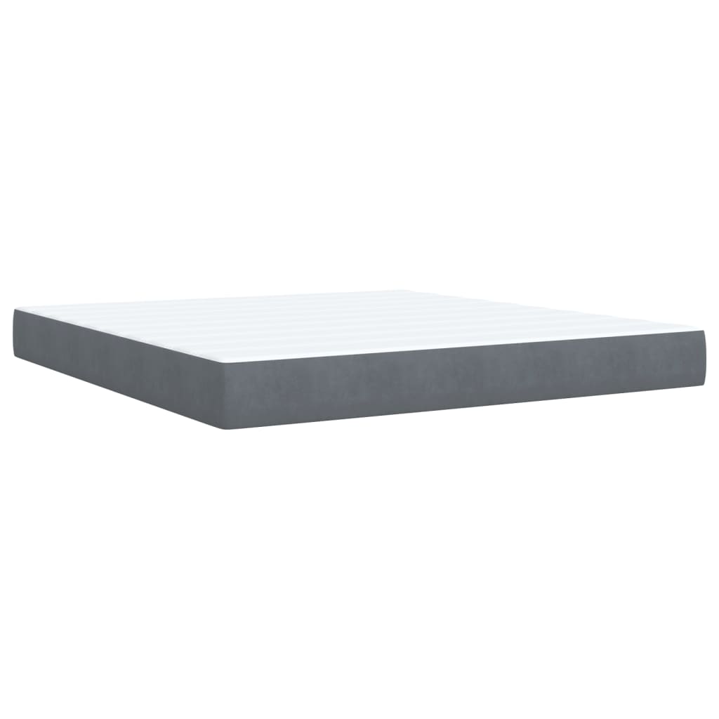 Κρεβάτι Boxspring με Στρώμα Σκούρο Γκρι 180x200 εκ. Βελούδινο - Pakobazaar