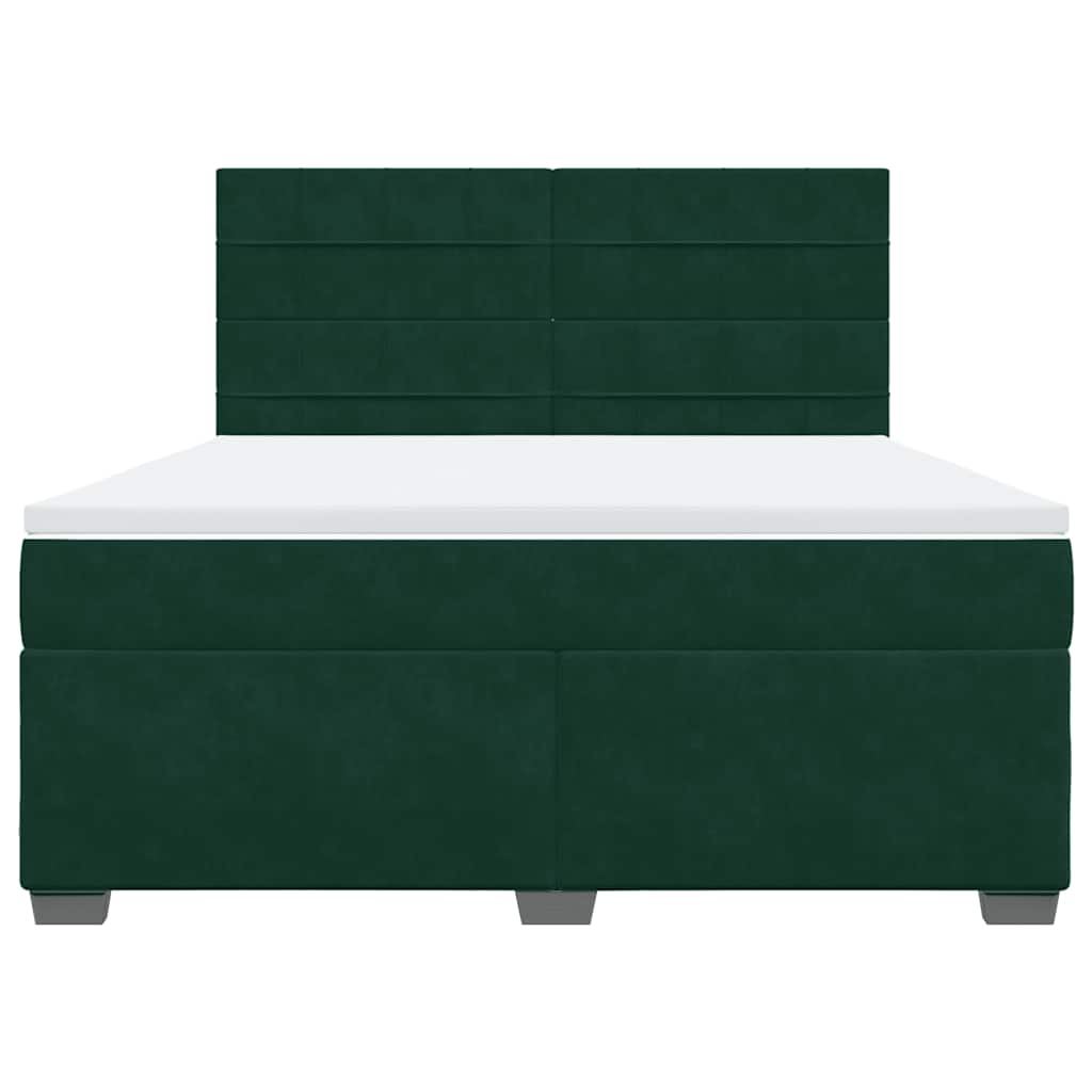 Κρεβάτι Boxspring με Στρώμα Σκούρο Πράσινο 180x200εκ. Βελούδινο