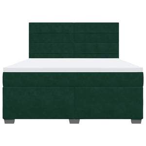 Κρεβάτι Boxspring με Στρώμα Σκούρο Πράσινο 180x200εκ. Βελούδινο