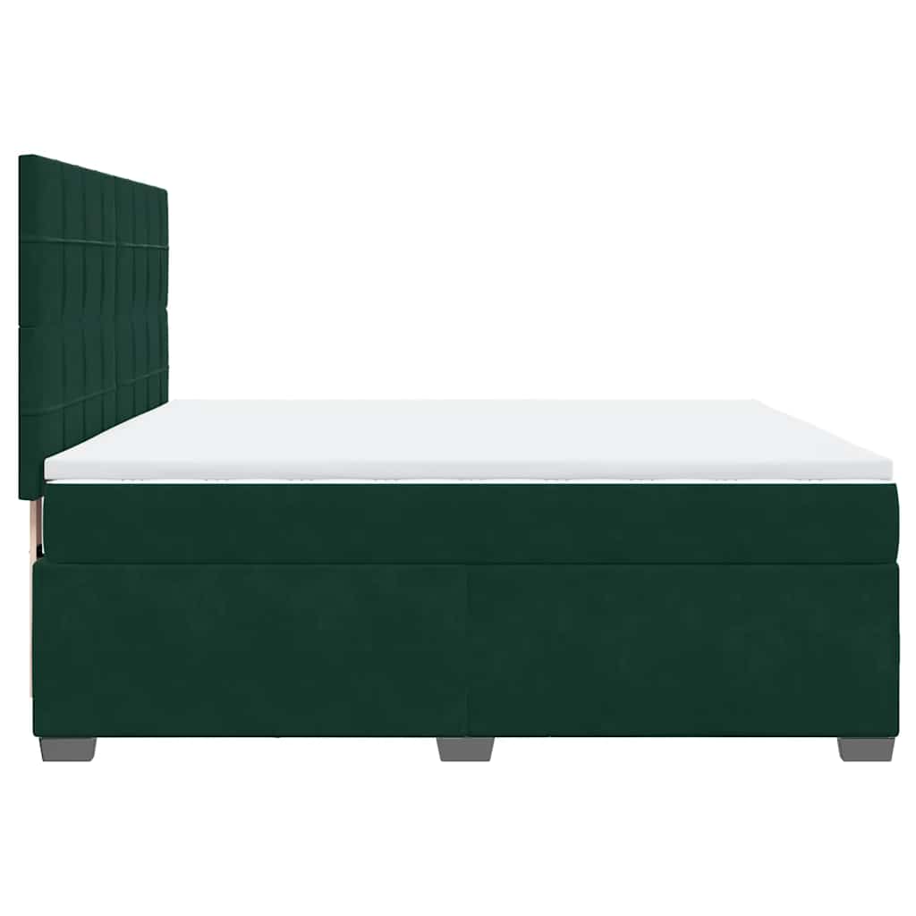 Κρεβάτι Boxspring με Στρώμα Σκούρο Πράσινο 180x200εκ. Βελούδινο