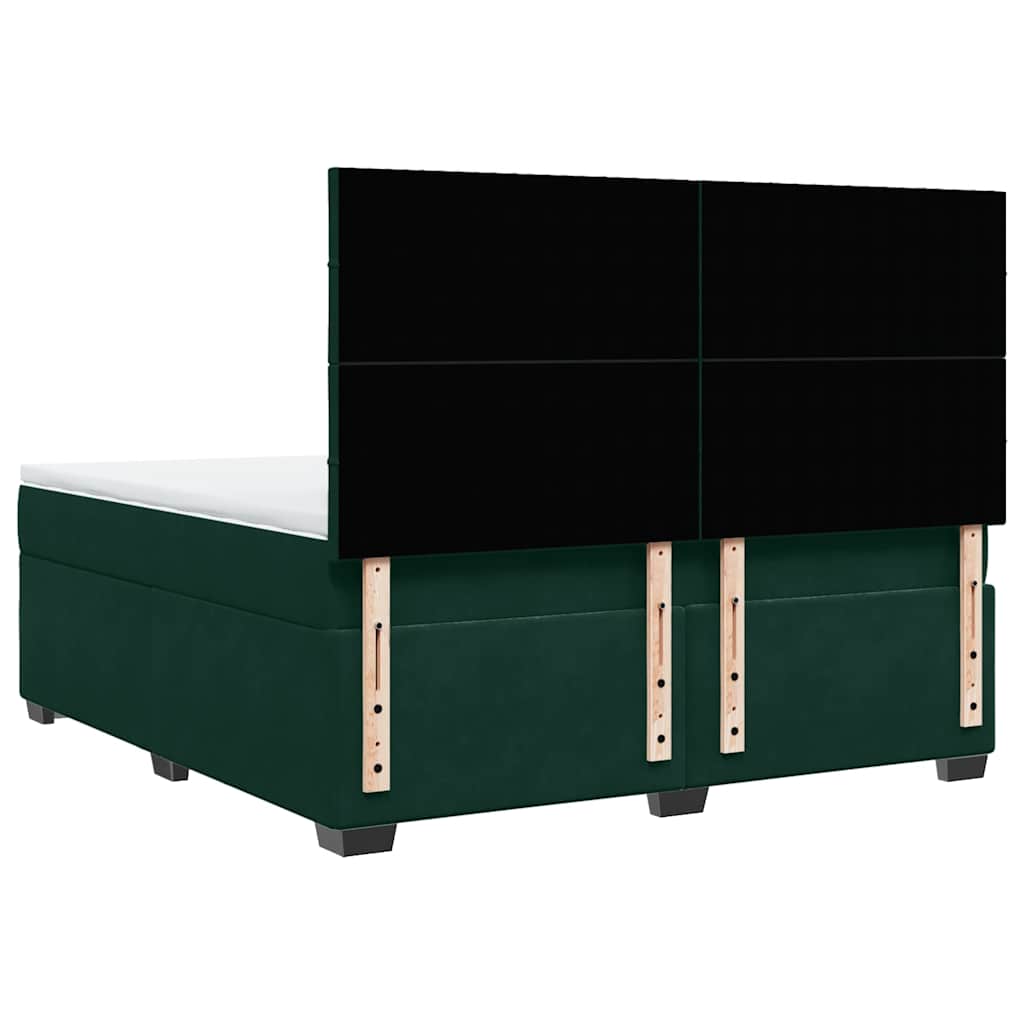 Κρεβάτι Boxspring με Στρώμα Σκούρο Πράσινο 180x200εκ. Βελούδινο