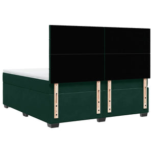 Κρεβάτι Boxspring με Στρώμα Σκούρο Πράσινο 180x200εκ. Βελούδινο