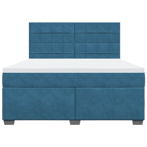 Κρεβάτι Boxspring με Στρώμα Μπλε 180x200 εκ. Βελούδινο