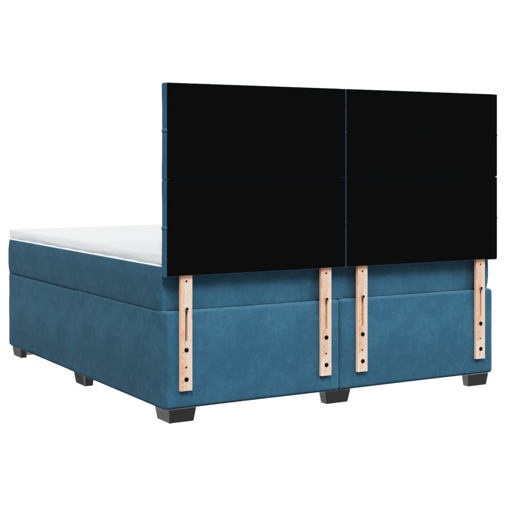 Κρεβάτι Boxspring με Στρώμα Μπλε 180x200 εκ. Βελούδινο