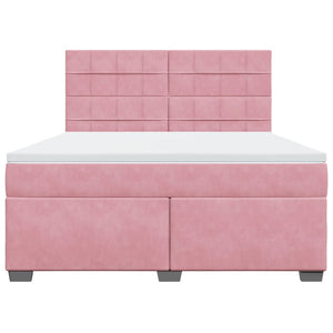 Κρεβάτι Boxspring με Στρώμα Ροζ 180x200 εκ. Βελούδινο