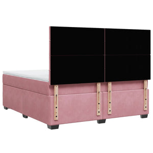 Κρεβάτι Boxspring με Στρώμα Ροζ 180x200 εκ. Βελούδινο