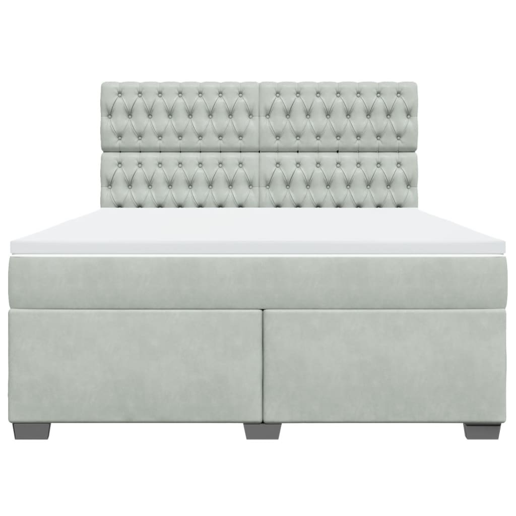 Κρεβάτι Boxspring με Στρώμα Ανοιχτό Γκρι 180x200 εκ. Βελούδινο - Pakobazaar