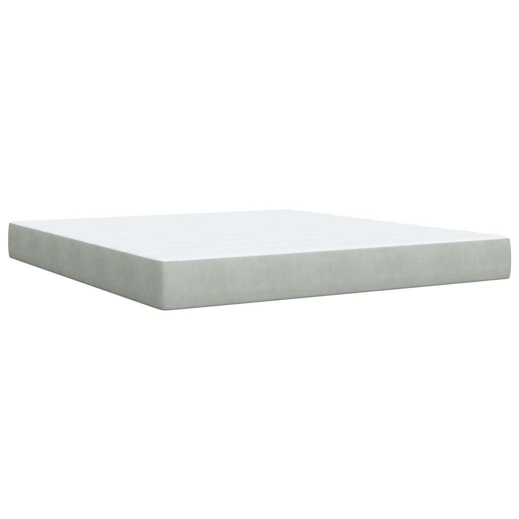 Κρεβάτι Boxspring με Στρώμα Ανοιχτό Γκρι 180x200 εκ. Βελούδινο - Pakobazaar
