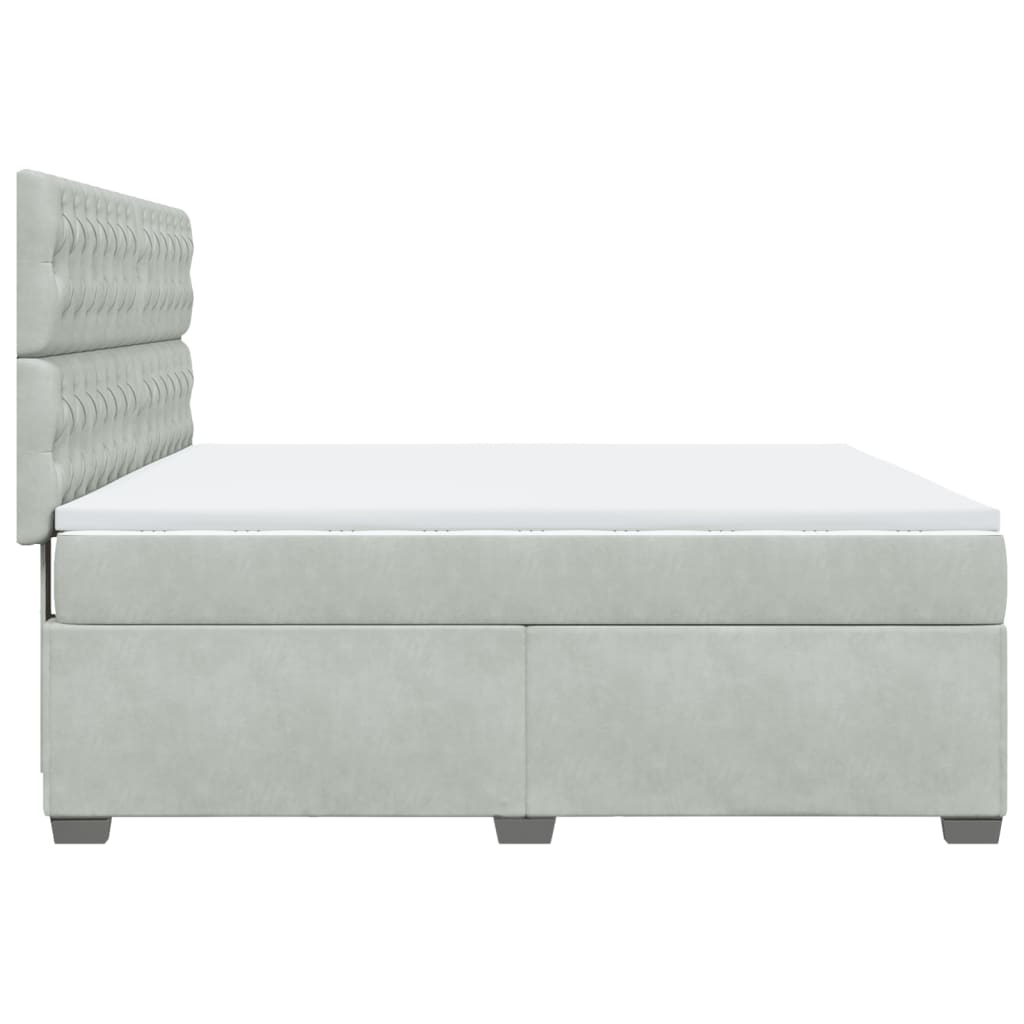 Κρεβάτι Boxspring με Στρώμα Ανοιχτό Γκρι 180x200 εκ. Βελούδινο - Pakobazaar