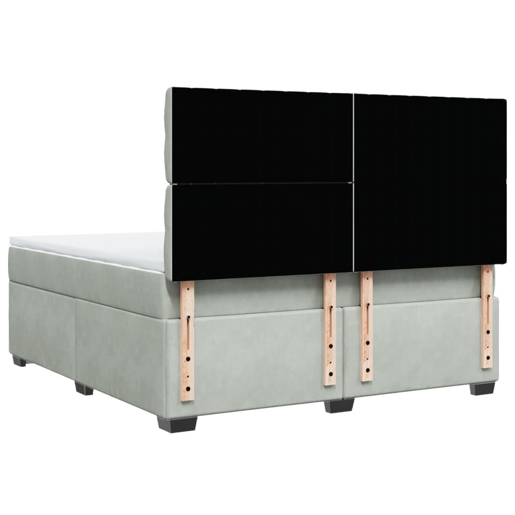 Κρεβάτι Boxspring με Στρώμα Ανοιχτό Γκρι 180x200 εκ. Βελούδινο - Pakobazaar