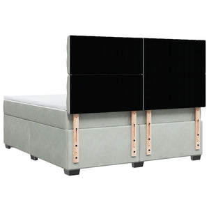 Κρεβάτι Boxspring με Στρώμα Ανοιχτό Γκρι 180x200 εκ. Βελούδινο - Pakobazaar