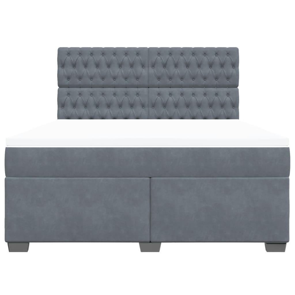 Κρεβάτι Boxspring με Στρώμα Σκούρο Γκρι 180x200 εκ. Βελούδινο