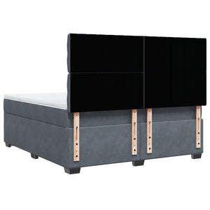 Κρεβάτι Boxspring με Στρώμα Σκούρο Γκρι 180x200 εκ. Βελούδινο
