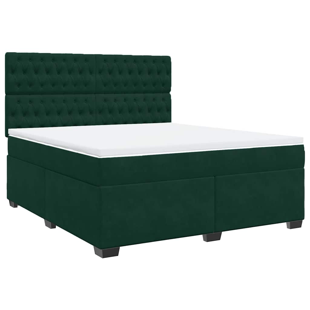 Κρεβάτι Boxspring με Στρώμα Σκούρο Πράσινο 180x200εκ. Βελούδινο