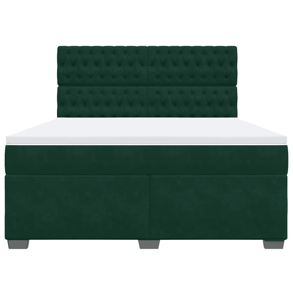 Κρεβάτι Boxspring με Στρώμα Σκούρο Πράσινο 180x200εκ. Βελούδινο