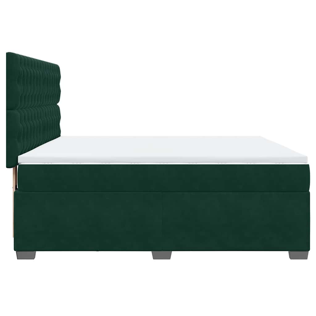 Κρεβάτι Boxspring με Στρώμα Σκούρο Πράσινο 180x200εκ. Βελούδινο