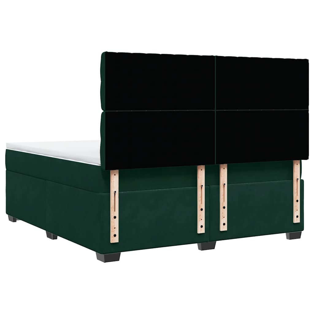 Κρεβάτι Boxspring με Στρώμα Σκούρο Πράσινο 180x200εκ. Βελούδινο