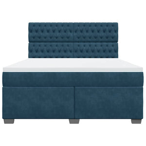 Κρεβάτι Boxspring με Στρώμα Μπλε 180x200 εκ. Βελούδινο