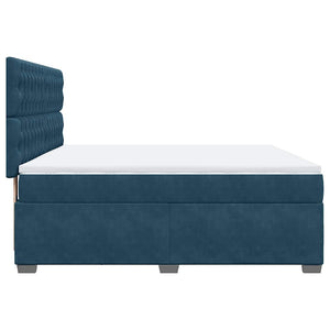 Κρεβάτι Boxspring με Στρώμα Μπλε 180x200 εκ. Βελούδινο