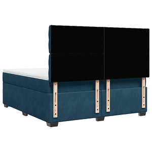 Κρεβάτι Boxspring με Στρώμα Μπλε 180x200 εκ. Βελούδινο