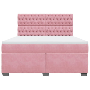 Κρεβάτι Boxspring με Στρώμα Ροζ 180x200 εκ. Βελούδινο
