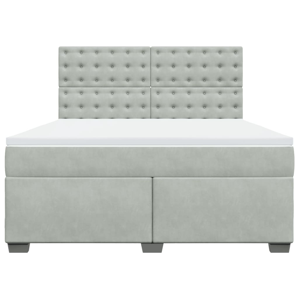Κρεβάτι Boxspring με Στρώμα Ανοιχτό Γκρι 180x200 εκ. Βελούδινο