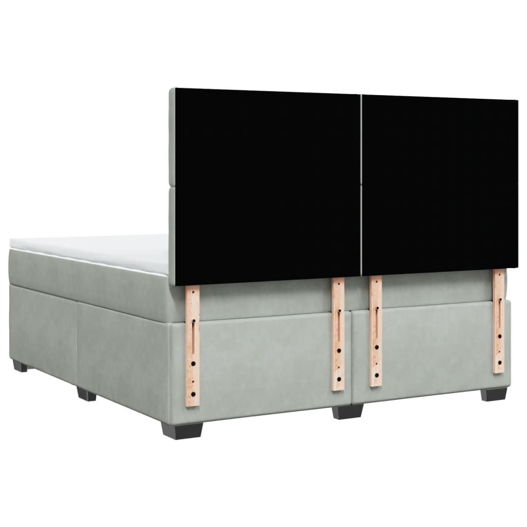 Κρεβάτι Boxspring με Στρώμα Ανοιχτό Γκρι 180x200 εκ. Βελούδινο