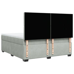 Κρεβάτι Boxspring με Στρώμα Ανοιχτό Γκρι 180x200 εκ. Βελούδινο