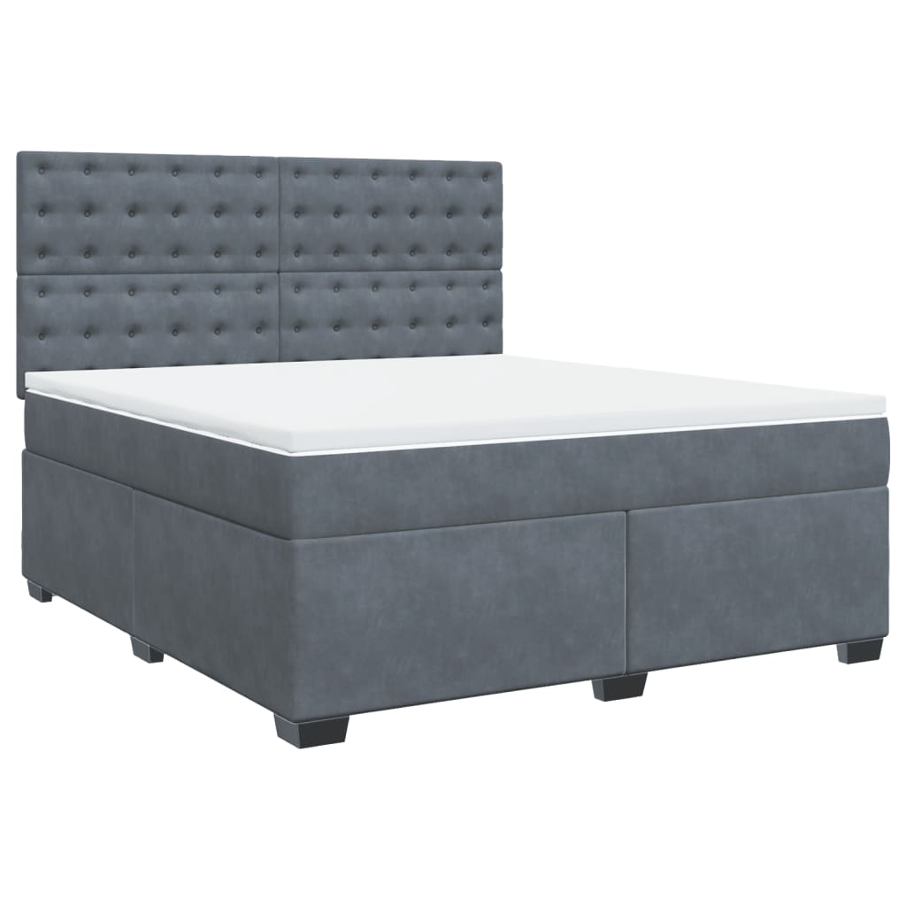 Κρεβάτι Boxspring με Στρώμα Σκούρο Γκρι 180x200 εκ. Βελούδινο